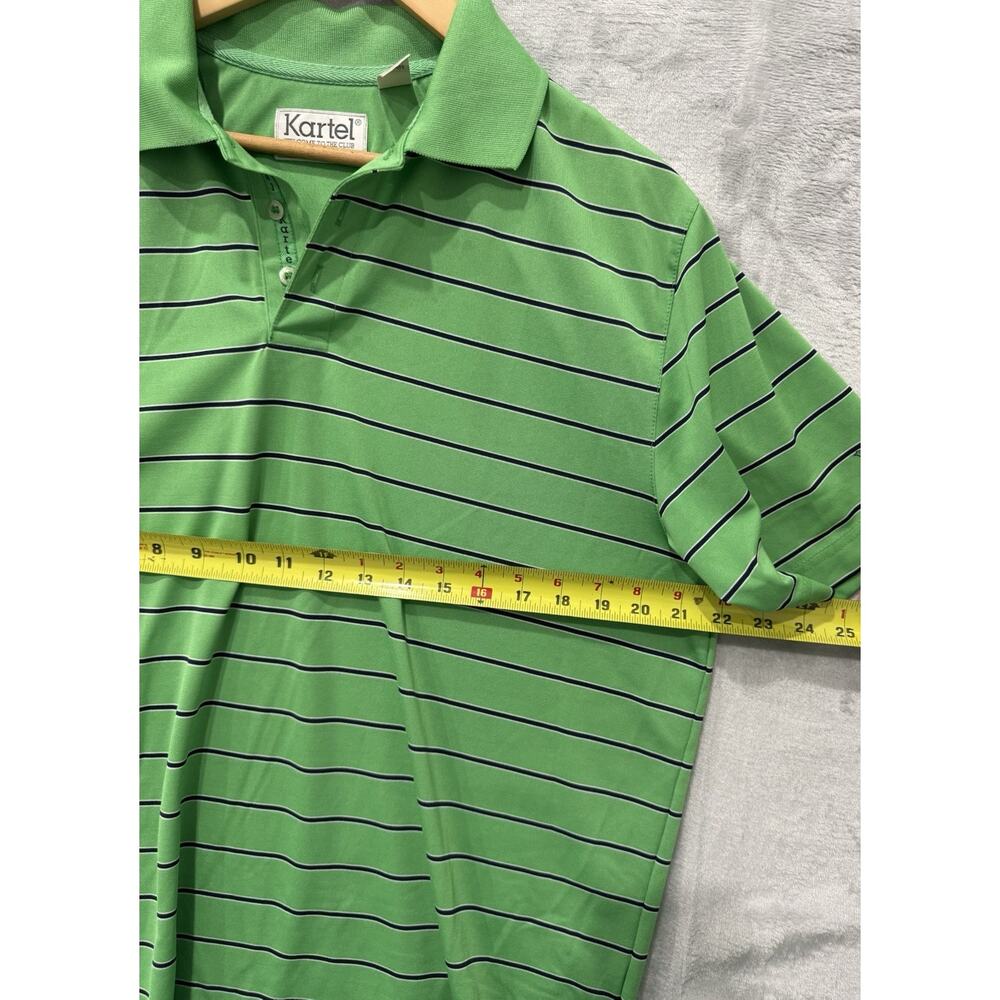 Kartel Polo Shirt Mens Large Blue Striped Short Sleeve Performance Ireland Golf - Picture 5 of 10